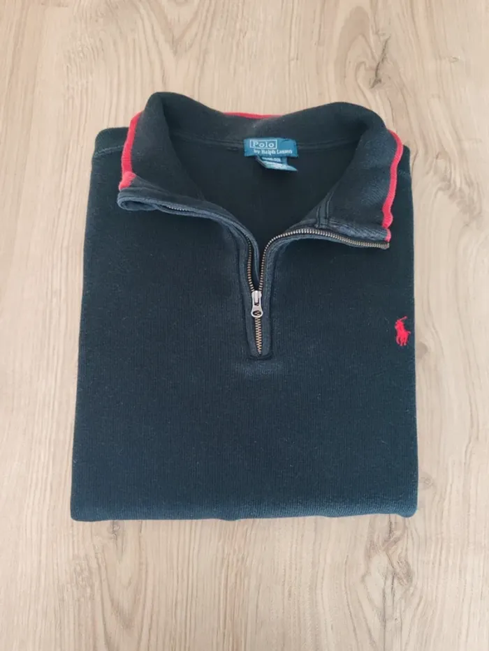Pull col camionneur homme noir half zip ralph Lauren 1/4 zip taille xl