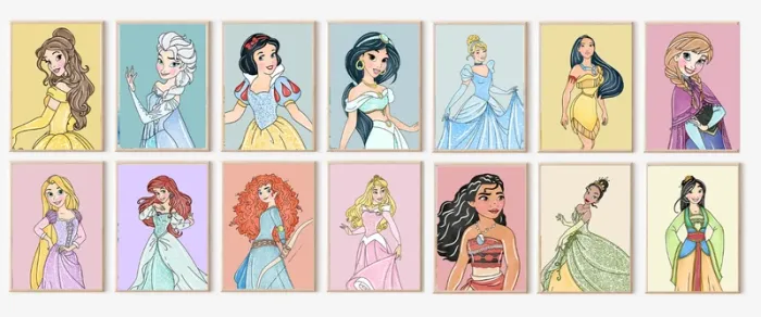 Affiches “Princesses Disney Pastel” pour chambre enfant - photo numéro 3