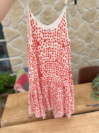 Robe taille 12 ans rouge blanche débardeur cœur la halle kookai