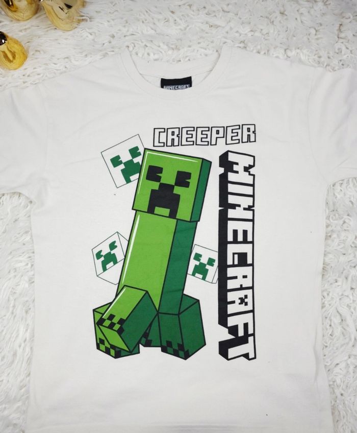 T-shirt manches courtes blanc et multicolore Garçon taille 10 ans marque Minecraft 🎸 - photo numéro 3