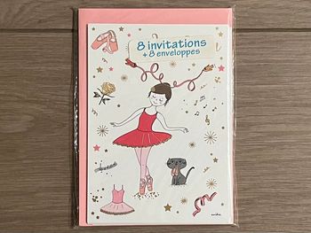 8 Cartes d’invitations + 8 enveloppes Danse Cartes d’art
