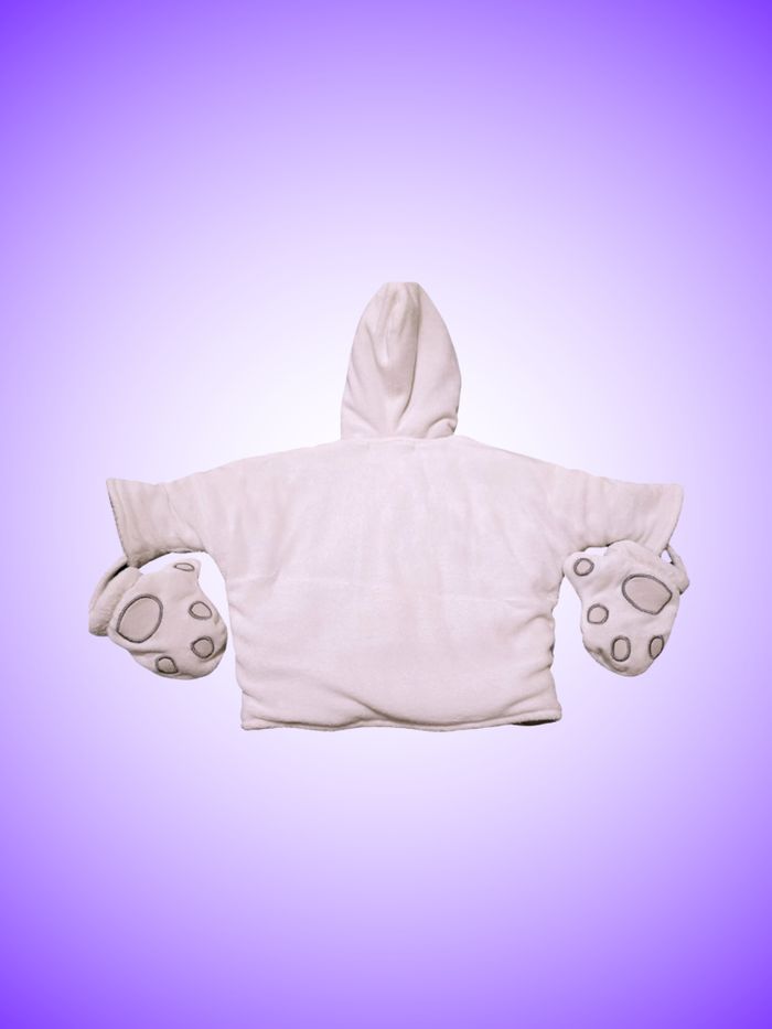 Manteau Bébé Kimono Blanc Petit Kimbaloo – Motif Tête de Chat Mignon – Avec Moufles Assorties – 1 mois, 50 cm – Très Bon État - photo numéro 2