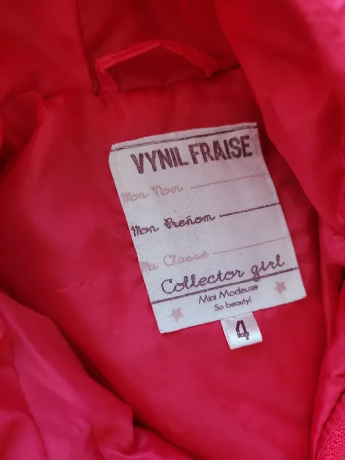 Parka à capuche Vynil Fraise 4 ans - photo numéro 3