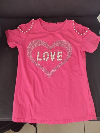 Tshirt strass mode épaule ouverte love