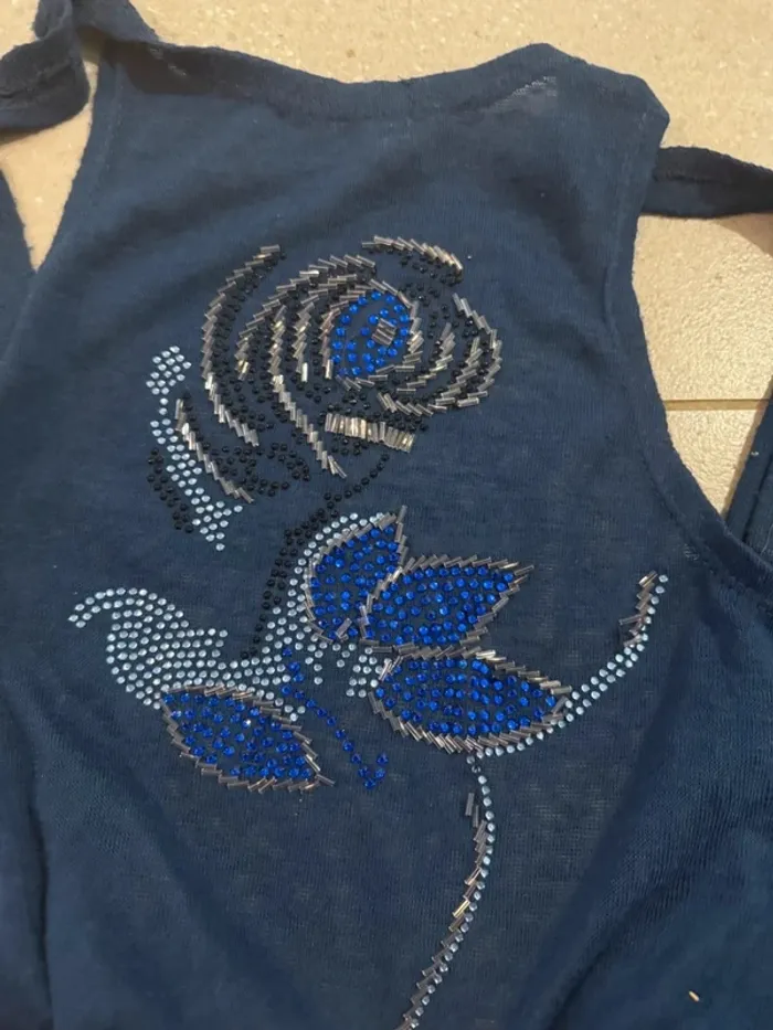 Gilet bleu By Laetitia taille S/M, très bon état - photo numéro 4