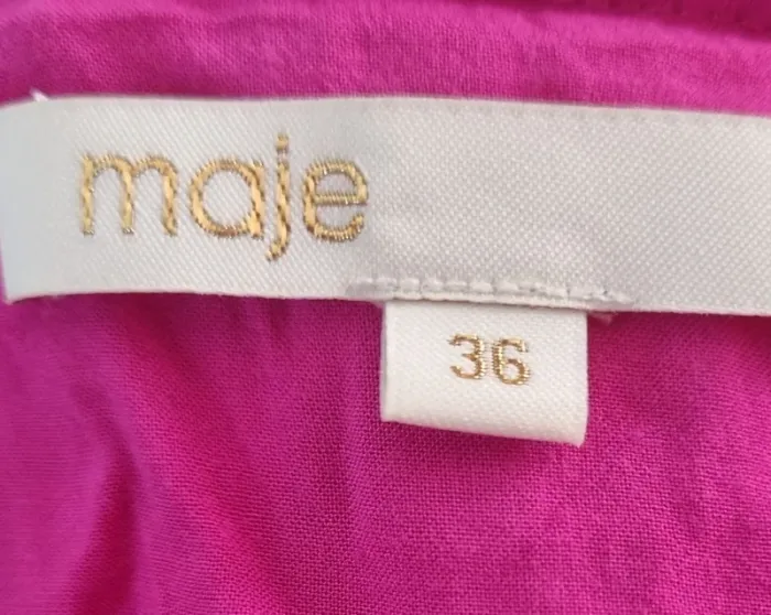 Belle robe Maje Fushia plissée manches volantées état impeccable T 36 - photo numéro 8