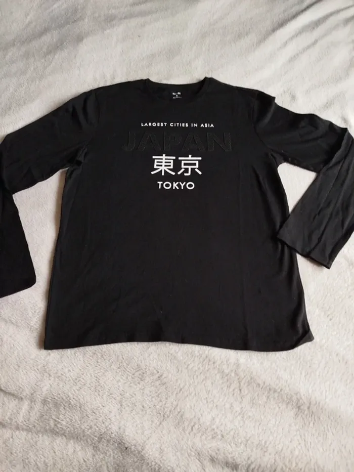 T-shirt manches longues Kiabi noir Japan - photo numéro 4