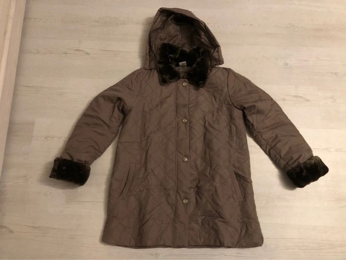 BB- manteau/veste 3/4 « taupe » à capuche T 38/40 NEUF - photo numéro 3