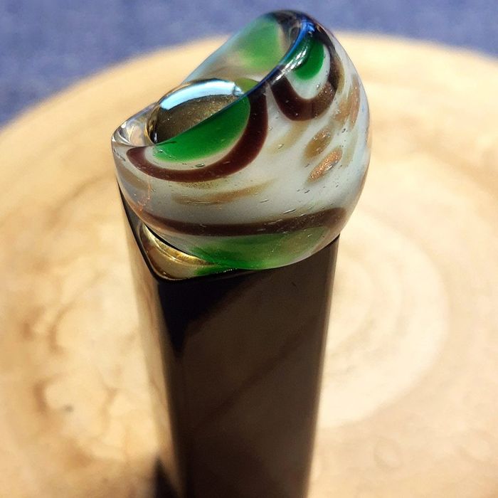 Grosse bague boule en verre  coloris vert, or , blanc, marron - photo numéro 3