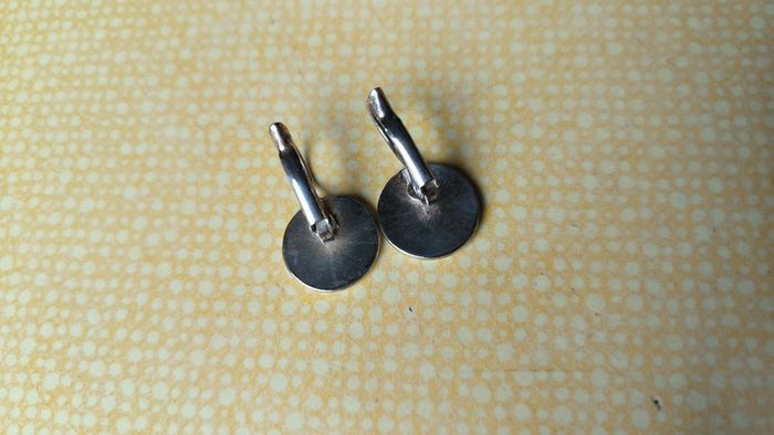 Boucles d'oreille métal argenté disque rond dormeuses - photo numéro 5