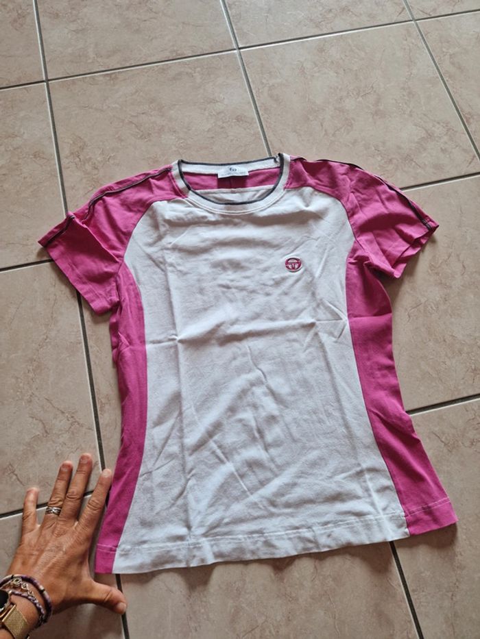 Tee shirt sergio tacchini rose blanc - photo numéro 6
