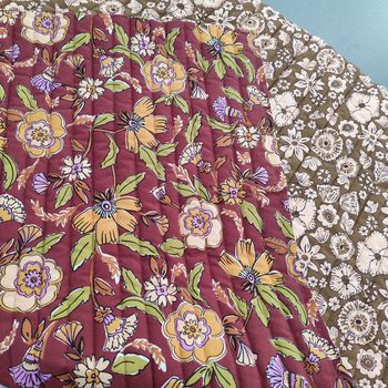 2 mètres tissu matelassé double face fleurs laize 140cm