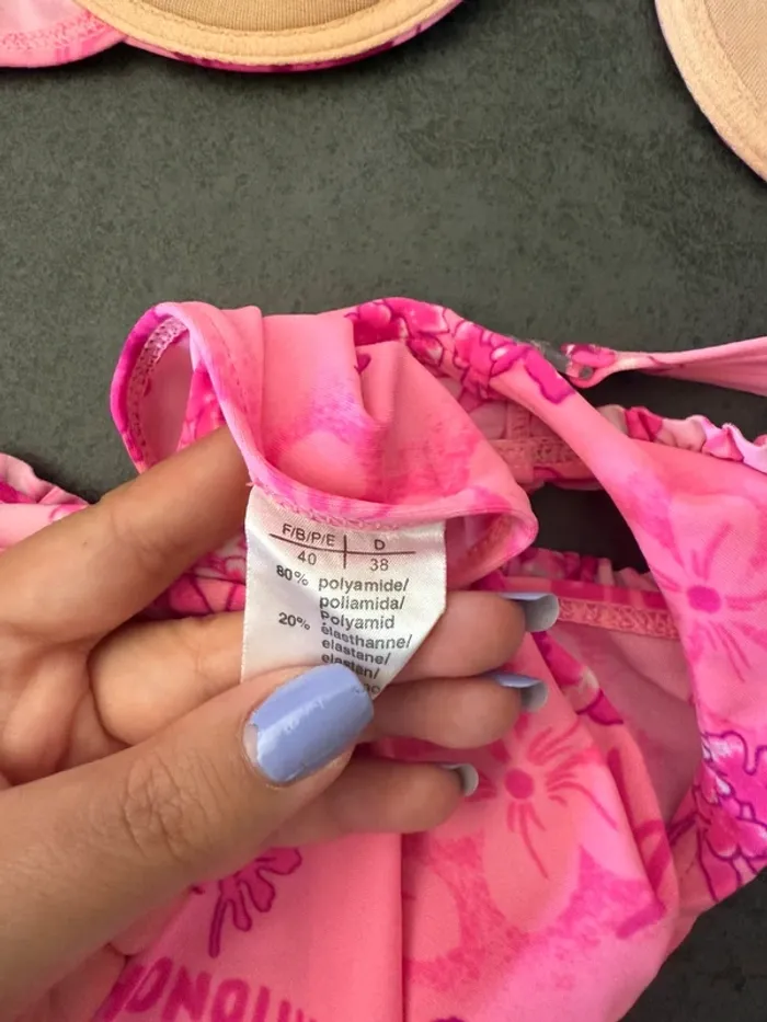 Maillot de bain 2 pièces rose - Taille 40 - photo numéro 4