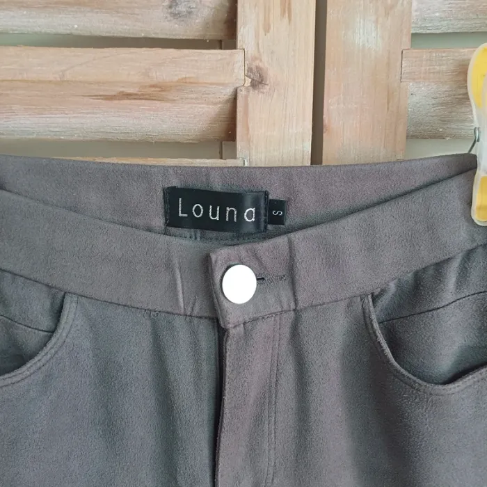 Pantalon gris taille 36 femme douché velours. - photo numéro 2