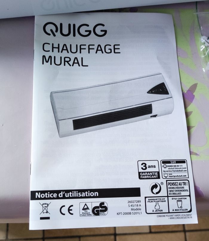 ❄️ Chauffage Mural QUIGG 2000W - NEUF Jamais Servi ! 🔥 - photo numéro 3