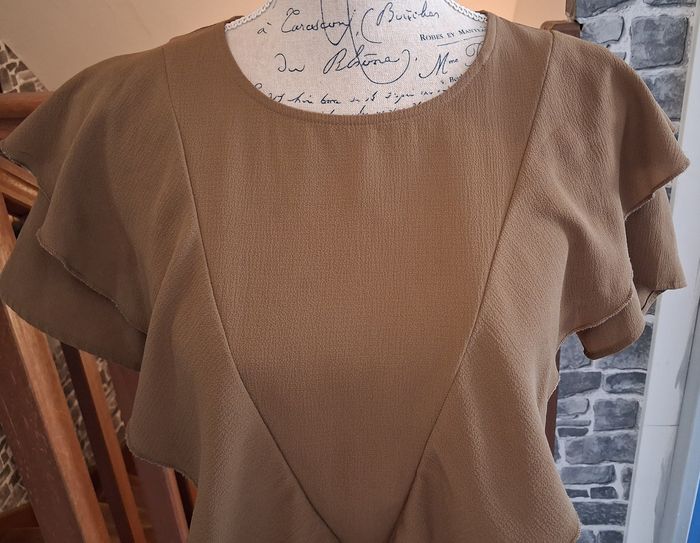 Blouse courte fluide kaki - photo numéro 2