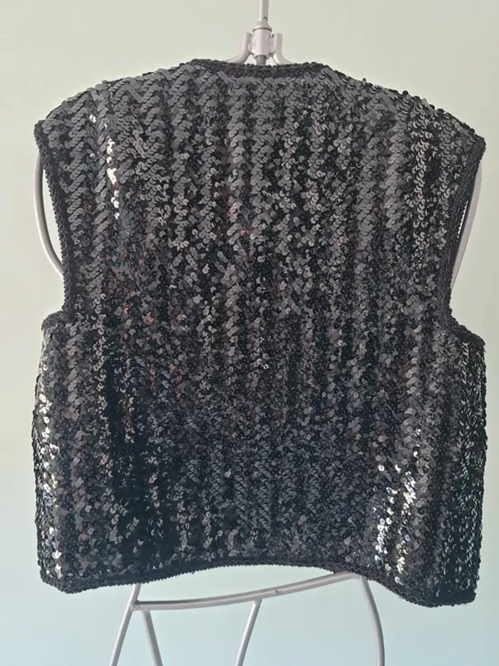 Boléro gilet à sequins noir - photo numéro 3