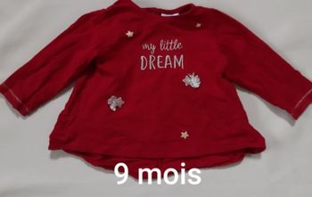 Tee-shirt manches longues / blouse rouge bordeaux fille - tape à l'Œil - 9 mois