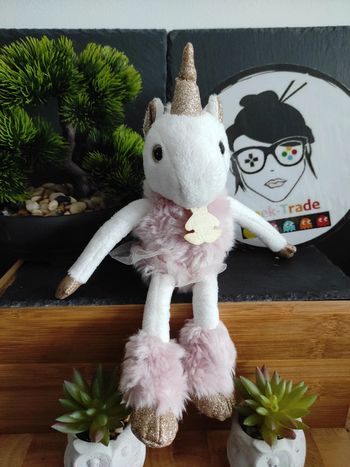 Doudou knuffel Licorne Histoire D'ours Tutu Rose Blanc Doré  #geektradedoudou