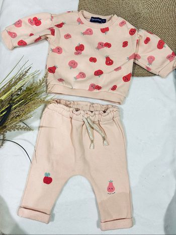 Ensemble rose à motifs fruits - 3 mois