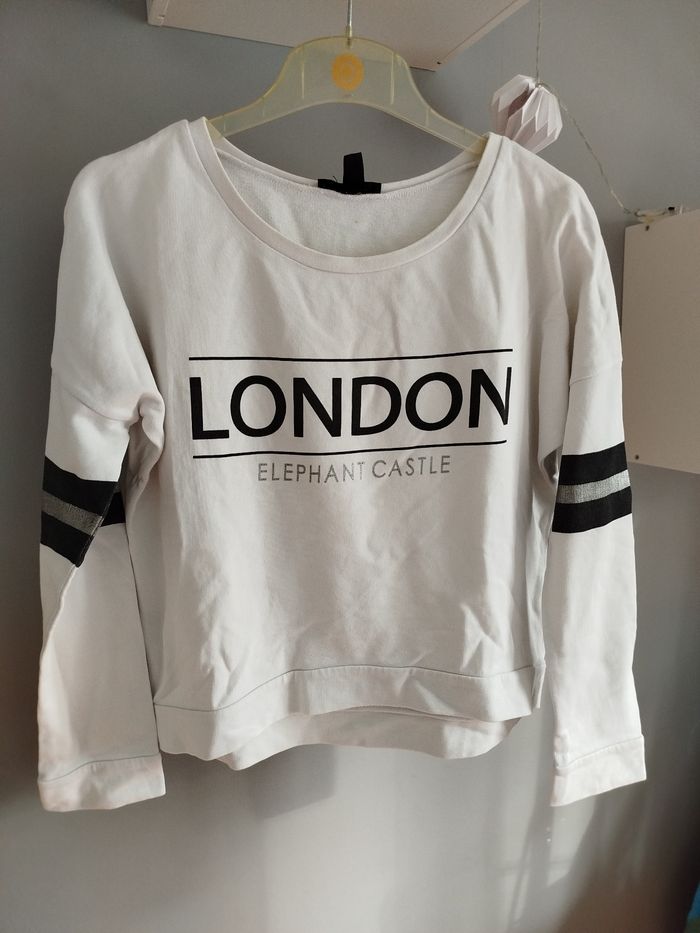 Sweat blanc LONDON taille S Jennyfer