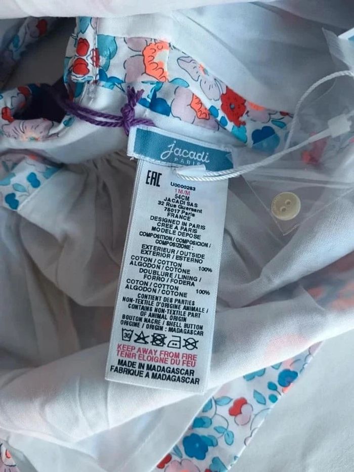 Robe Jacadi fleurie Liberty 1 mois neuve - photo numéro 5