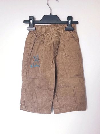 Pantalon marron broderie Hippopotame bleu