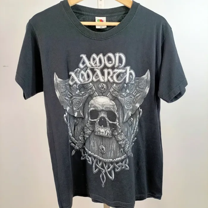 T-shirt Amon Amarth heavy metal noir oversize Fruit of the Loom L A1504