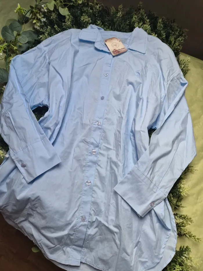 Chemise longue bleu ciel taille unique new collection neuve - photo numéro 3