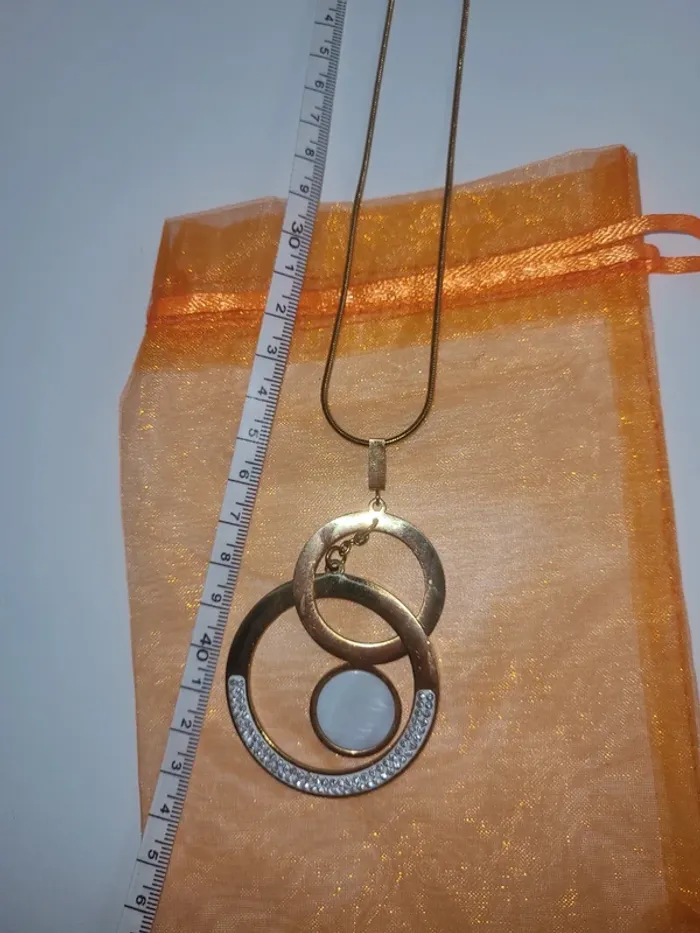 Long collier sautoir en acier inoxydable doré - photo numéro 4