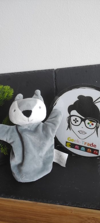 doudou marionnette renard mes petits cailloux gris blanc noir loup Mpc
