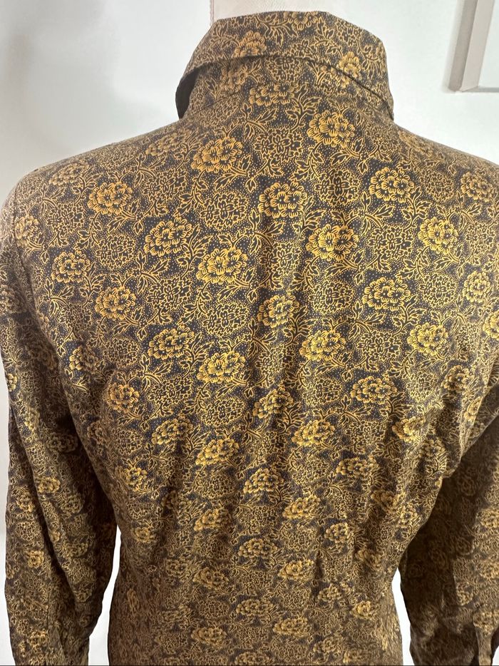 Chemisier à fleurs baroque jaune moutarde et noir Madeleine T40 L - photo numéro 6