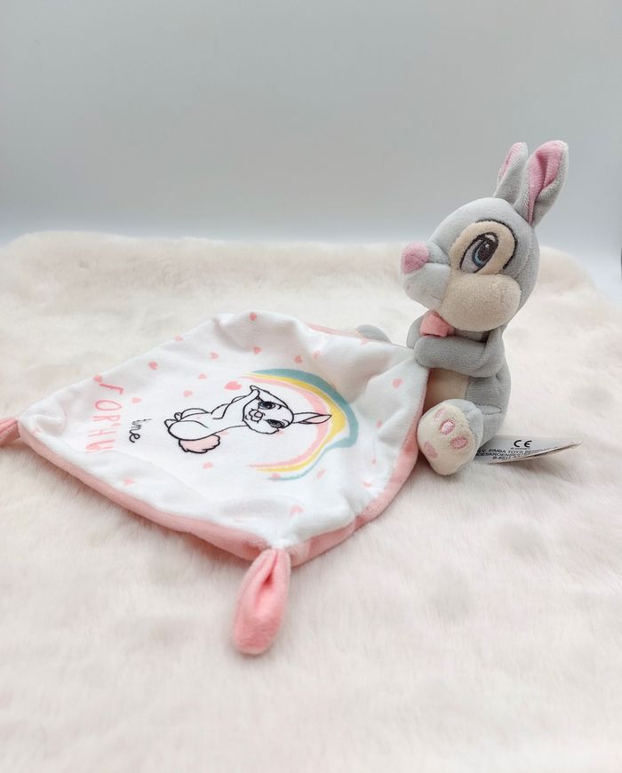 Disney Doudou peluche lapin Panpan Bambi time for hugs Simba toys blanc rose - photo numéro 4