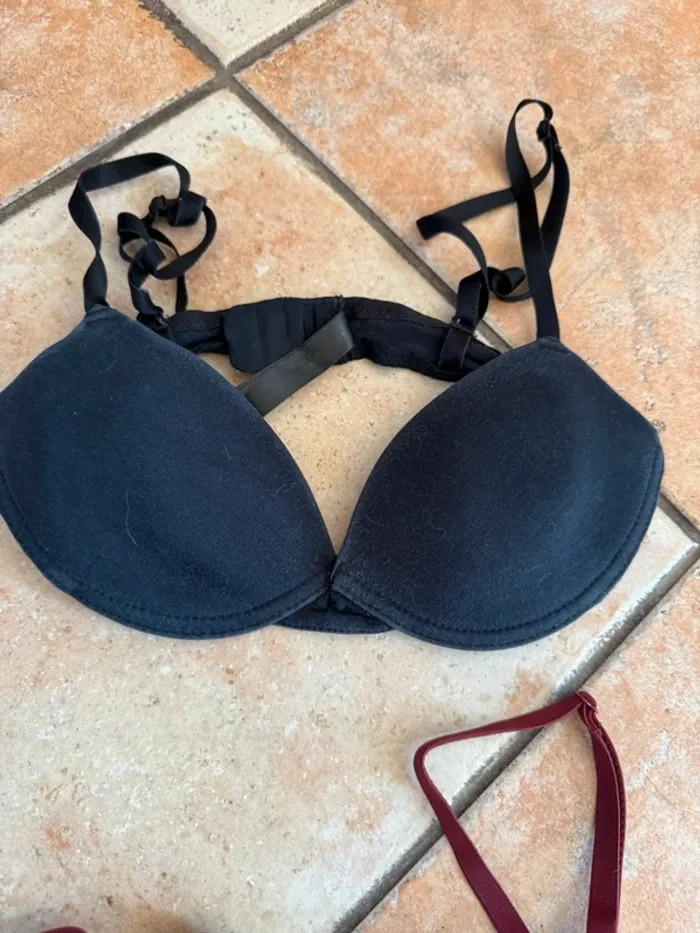 Lot 3 soutien gorge bordeaux blanc noir 85b primark kiabi - photo numéro 4