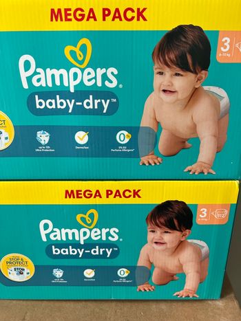 2 paquets de couches baby dry protection t3 xxl