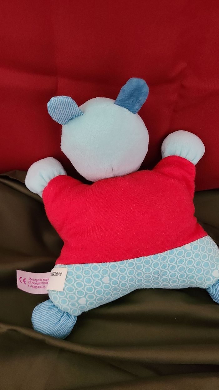 Doudou Semi plat Cheval Zèbre bleu POMMETTE - photo numéro 4