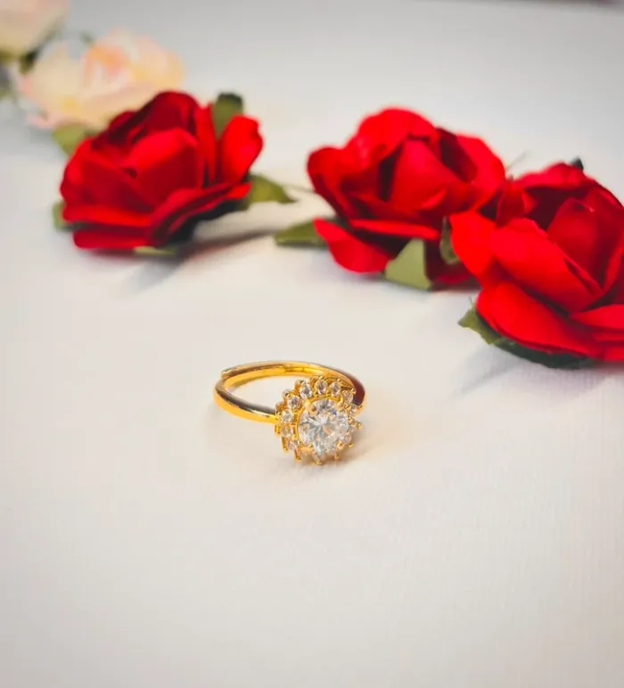 💍 Bague en plaqué or 18K avec Moissanite 1 carat certifiée GRA + zircon - photo numéro 2