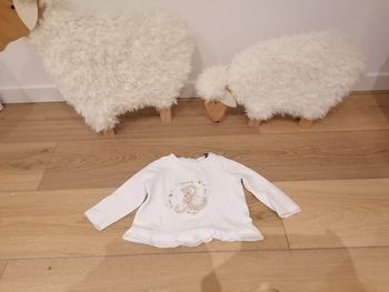 T-shirt blanc "cygnes" sergent major 18 mois