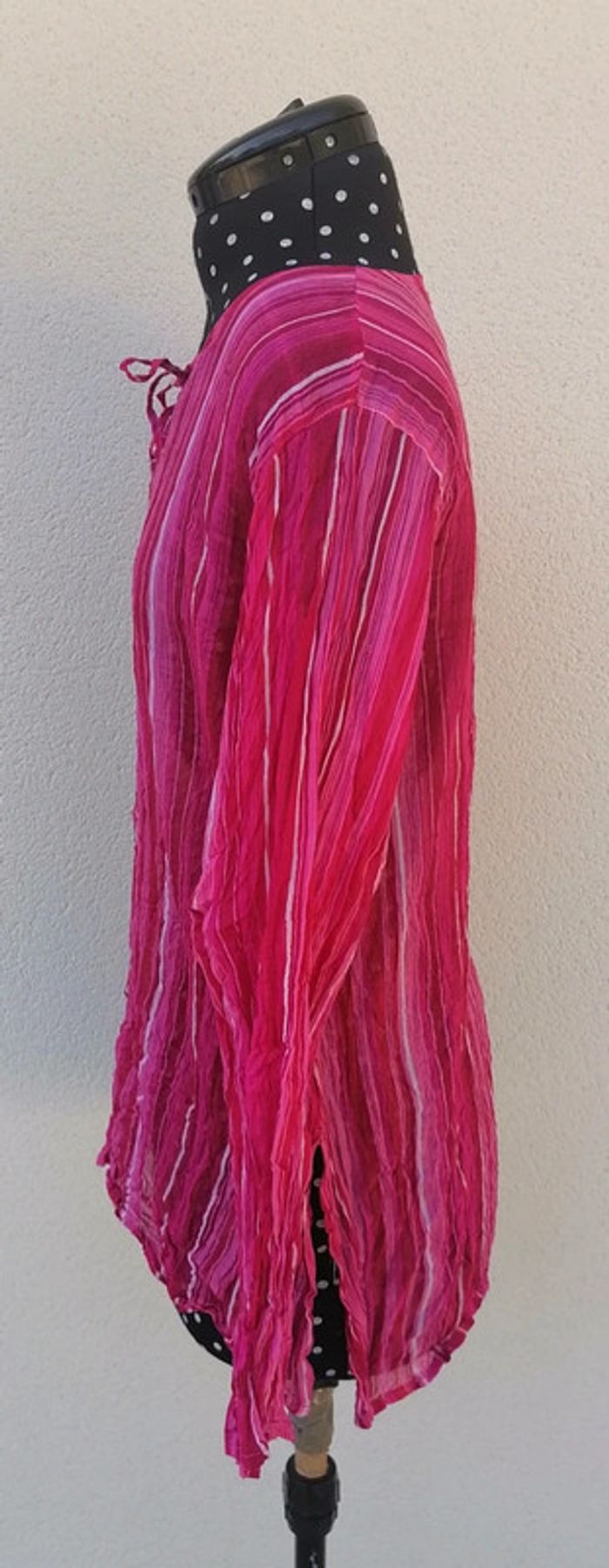 Blouse transparente rose fushia rayures Taille M Coline - photo numéro 5