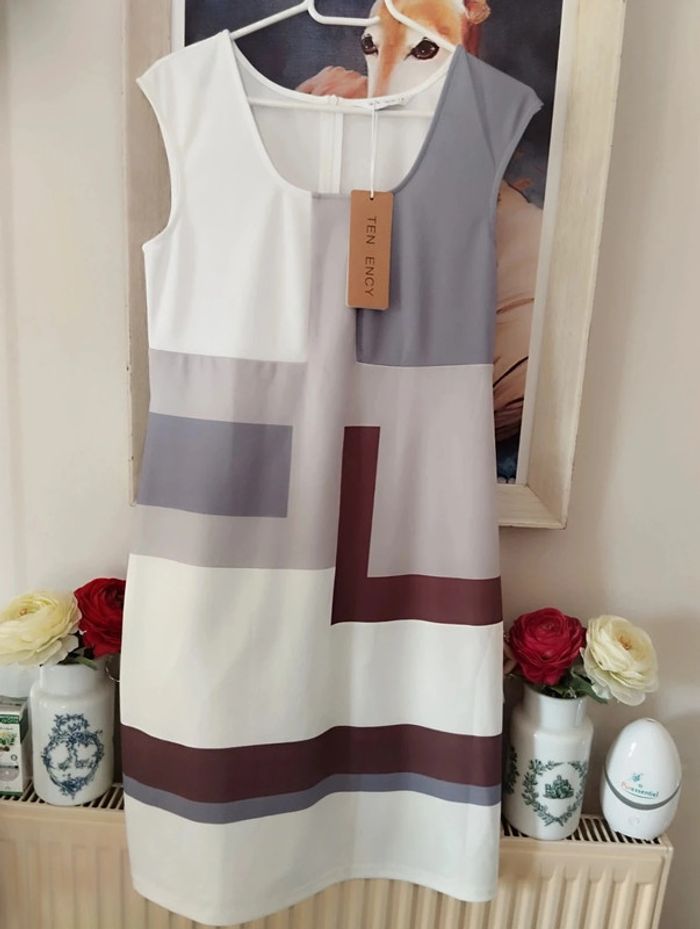 🌿Robe Tricolore Style Rétro Graphique Tendency T34/36🌿 - photo numéro 12