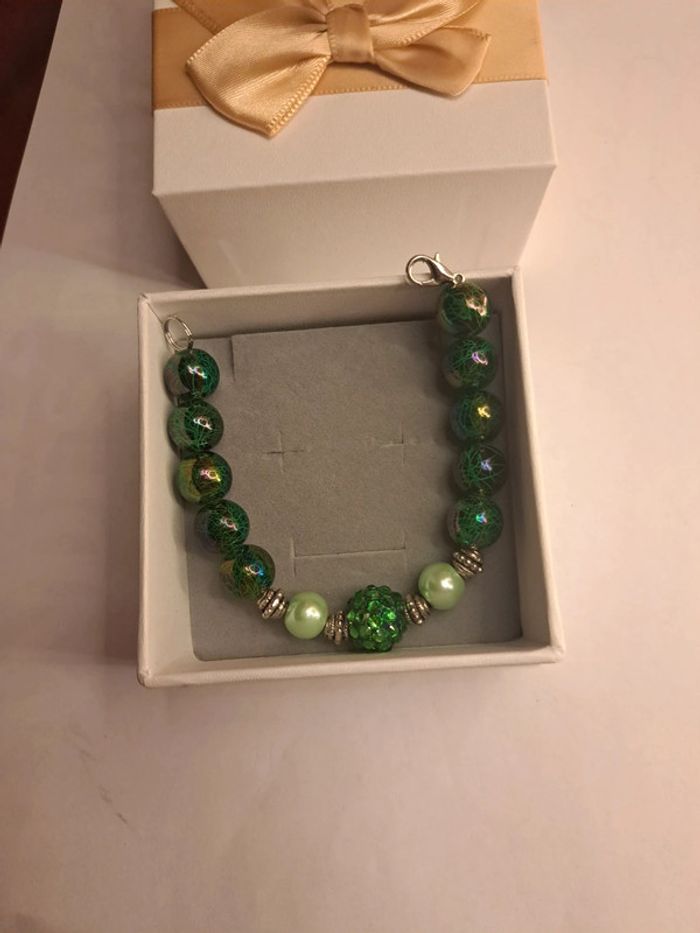 Bracelet vert et argenté Chic - photo numéro 8