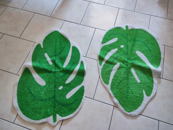 Lot de 2 Tapis de Douche/Bain Feuilles Monstera - Déco Jungle Tropicale - photo numéro 2