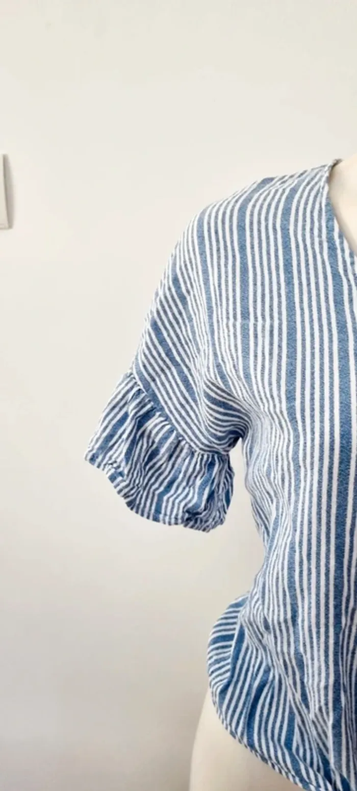 Top à nouer rayure bleu blanc 36 - photo numéro 3