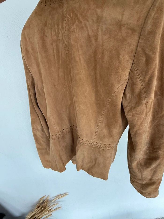 Veste camel marron en cuir - photo numéro 5