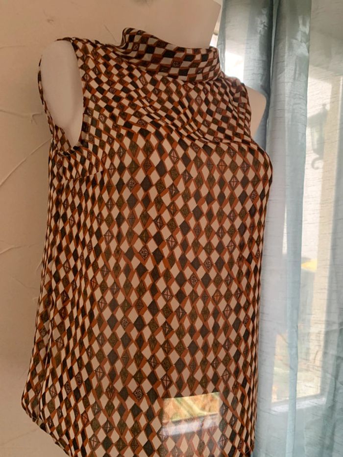 Blouse Monoprix motifs losange taille40 manches courtes - photo numéro 4