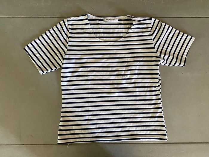 Tee shirt marinière blanc et marine Ugo Reali taille S / M - photo numéro 8