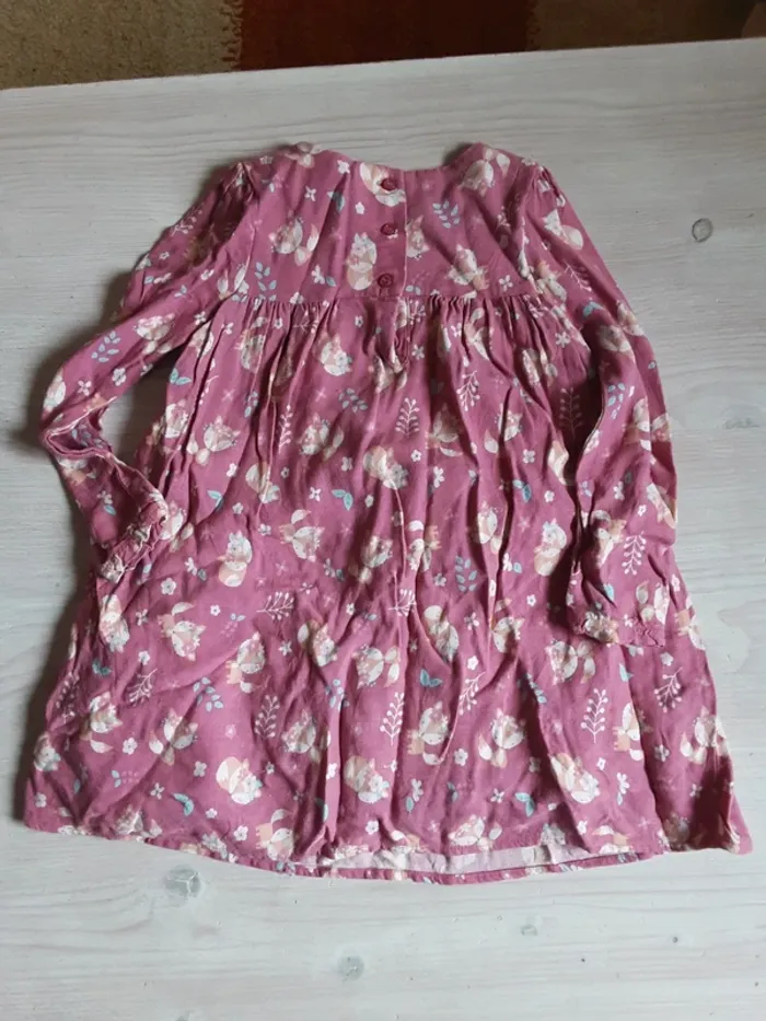 Robe renard fleurs automne rose T. 3 ans - photo numéro 3
