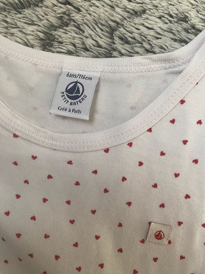 Teeshirt blanc avec coeur Petit Bateau 6 ans - photo numéro 2