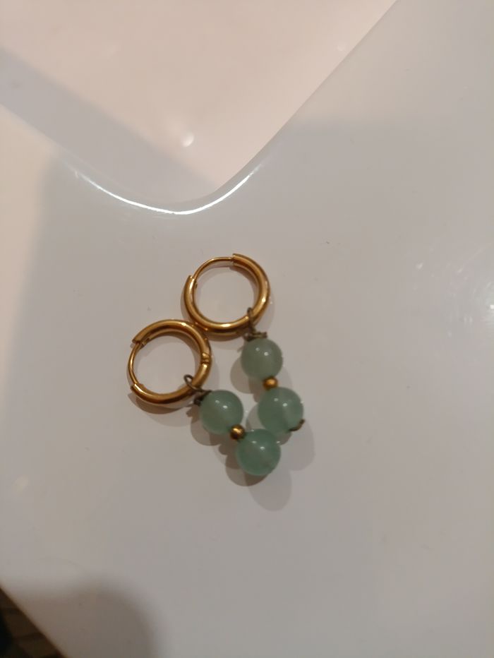 Boucle d'oreille pierre aventurine - photo numéro 3