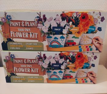 Neuf Lot de 2 Kit jardinage enfant, peinture acrylique et graines fleurs pour plantation fille
